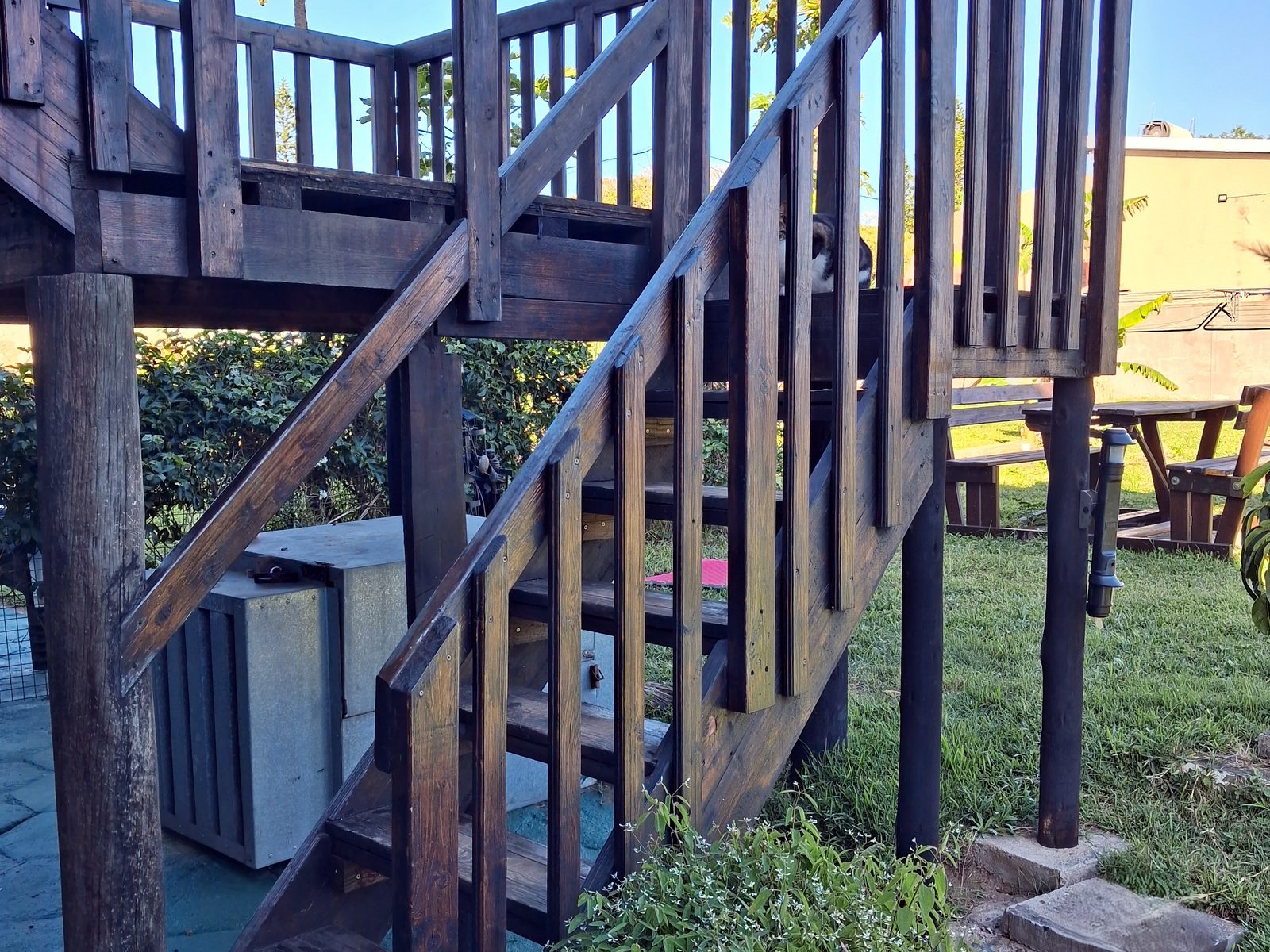 The outside stairs up to Whale